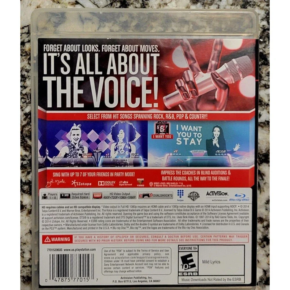 SONY PLAYSTATION 3 PS3: THE VOICE, VG COND,  CIB, MANUAL, CLEAN DISC,  FAST SHIP
